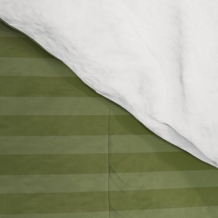 Ultra Fine Stripes Narrow Stripe Pattern in Olive Moss Green Comforter Gallery Image 4