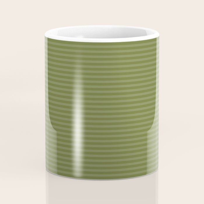 Ultra Fine Stripes Narrow Stripe Pattern in Olive Moss Green Coffee Mug Gallery Image 4