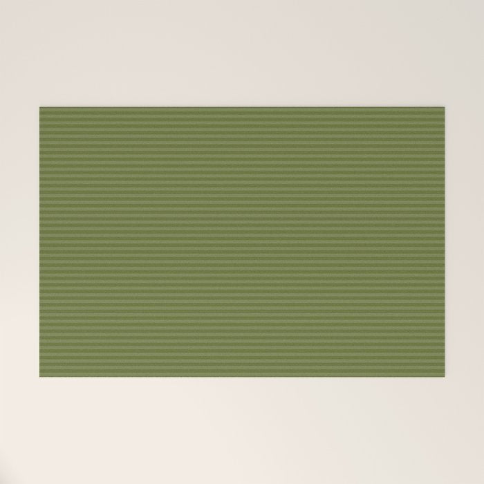 Ultra Fine Stripes Narrow Stripe Pattern in Olive Moss Green Welcome Mat Gallery Image 1