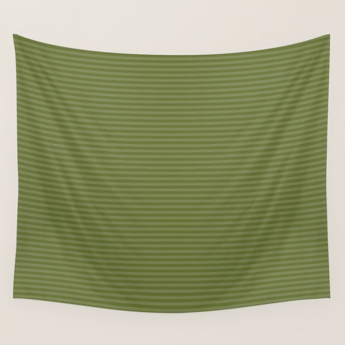 Ultra Fine Stripes Narrow Stripe Pattern in Olive Moss Green Wall Tapestry Gallery Image 4
