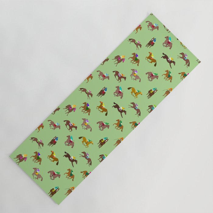 Off to the Horse Races (Mint) Yoga Mat Gallery Image 1