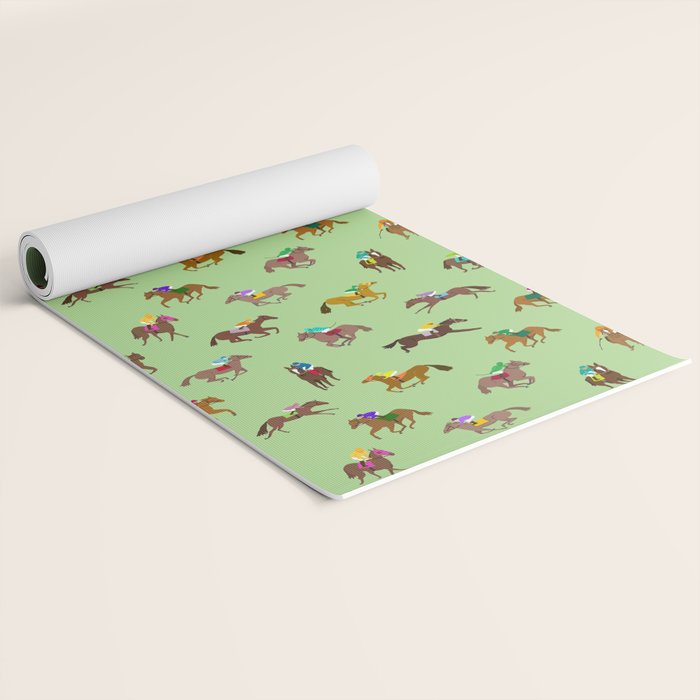 Off to the Horse Races (Mint) Yoga Mat Gallery Image 2