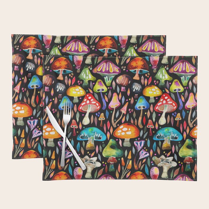 Mushroom Magic - Charcoal Placemat Gallery Image 1