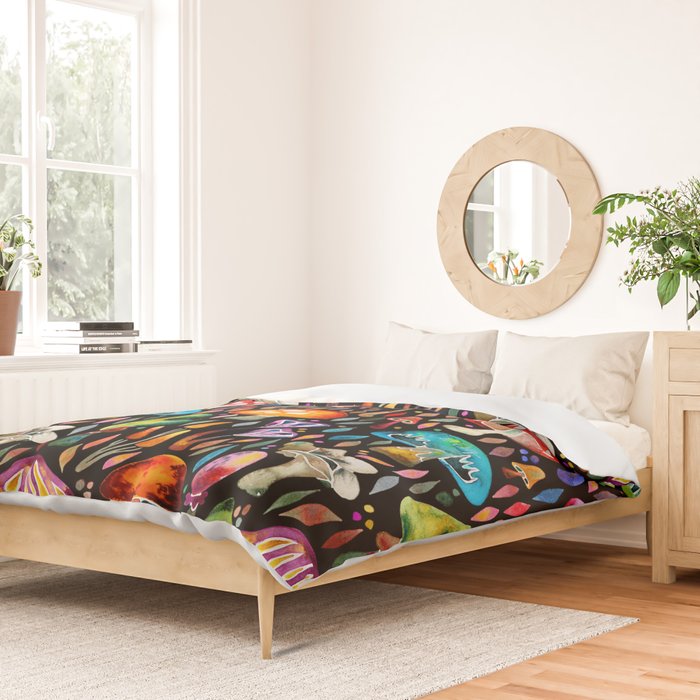 Mushroom Magic - Charcoal Duvet Cover Gallery Image 2