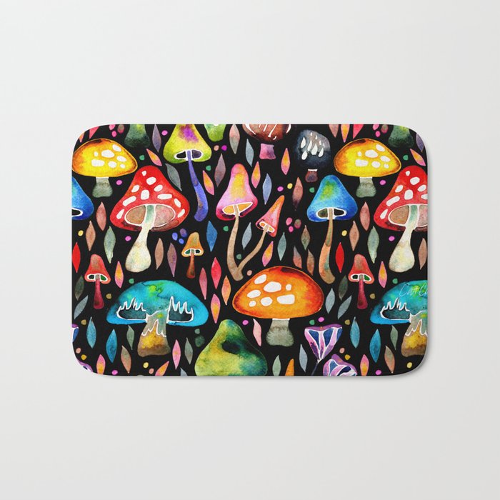 Mushroom Magic - Charcoal Bath Mat Gallery Image 1