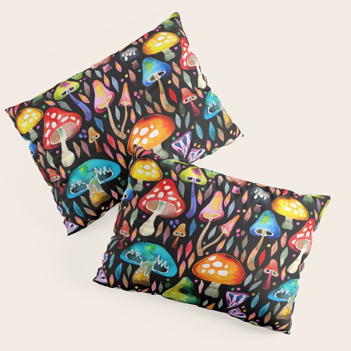 Mushroom Magic - Charcoal Pillow Sham Gallery Image 1