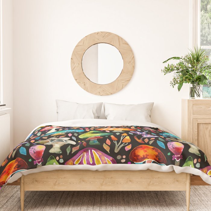 Mushroom Magic - Charcoal Duvet Cover Gallery Image 3
