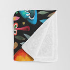 Mushroom Magic - Charcoal Throw Blanket Gallery Image 3