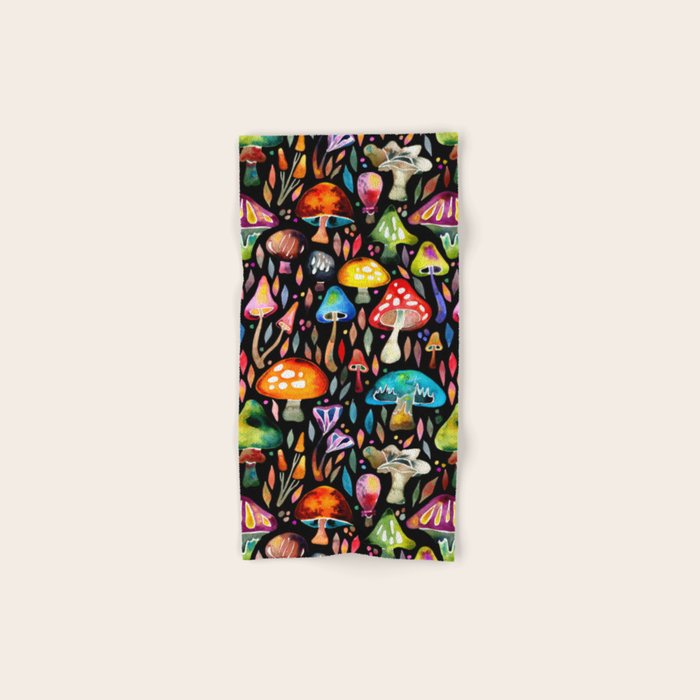 Mushroom Magic - Charcoal Bath Towel Gallery Image 1