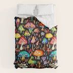 Mushroom Magic - Charcoal Duvet Cover Gallery Image 6