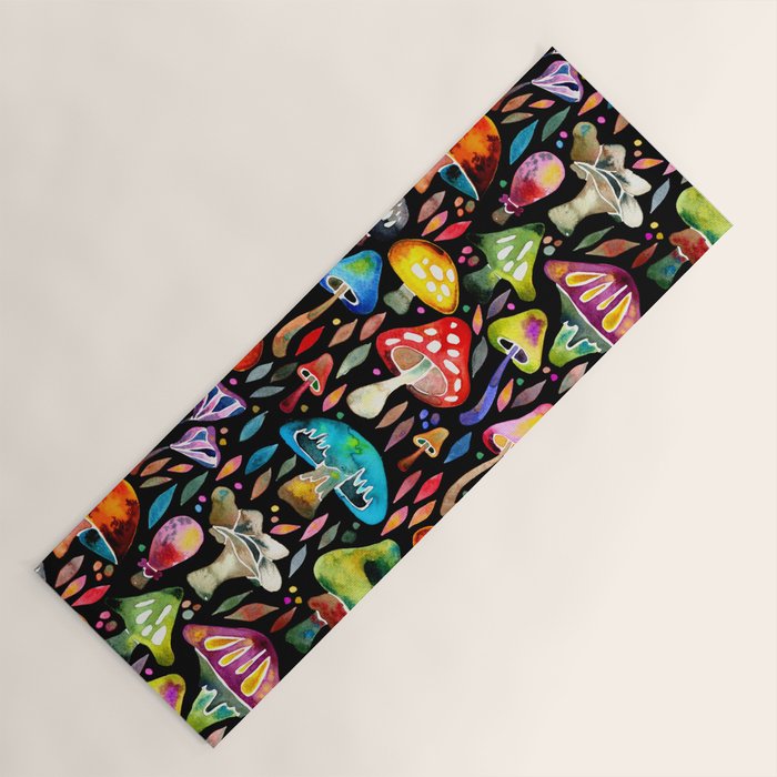 Mushroom Magic - Charcoal Yoga Mat