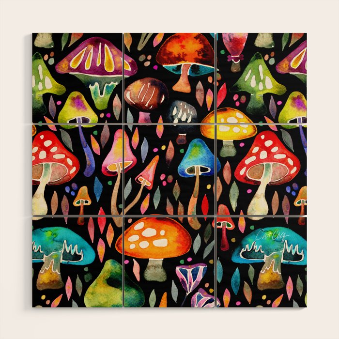 Mushroom Magic - Charcoal Wood Wall Art Gallery Image 1