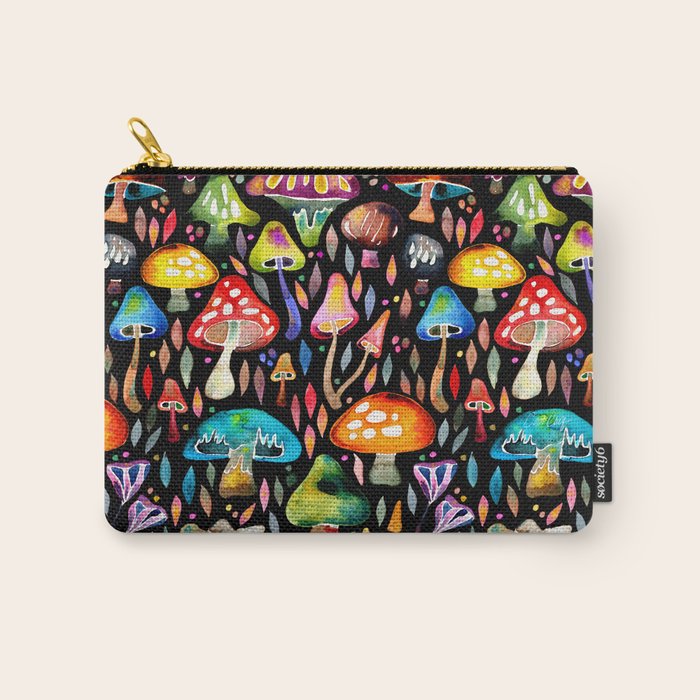 Mushroom Magic - Charcoal Carry All Pouch Gallery Image 1