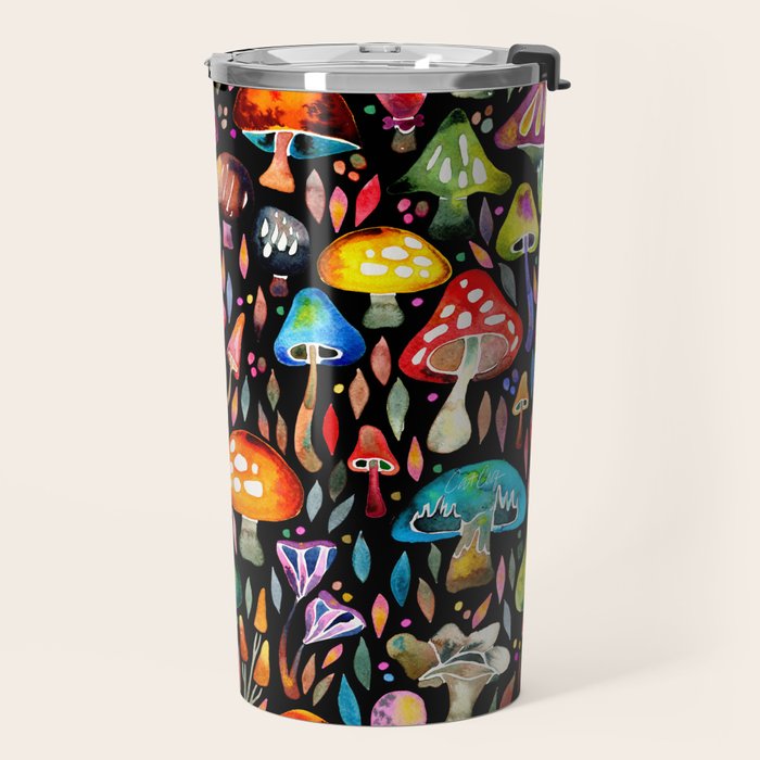 Mushroom Magic - Charcoal Travel Mug Gallery Image 2