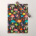 Mushroom Magic - Charcoal Wrapping Paper Gallery Image 1