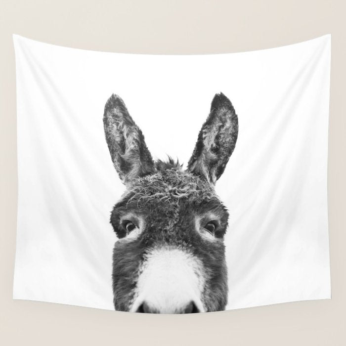 Hey Donkey BW Wall Tapestry Gallery Image 4