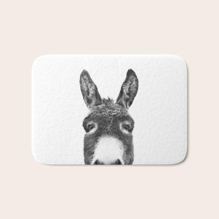 Hey Donkey BW Bath Mat Gallery Image 1