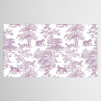 Toile de Jouy Vintage French Exotic Jungle Forest Lilac Blush & White Tablecloth Gallery Image 2