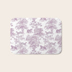 Toile de Jouy Vintage French Exotic Jungle Forest Lilac Blush & White Bath Mat Gallery Image 1