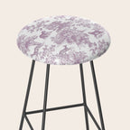 Toile de Jouy Vintage French Exotic Jungle Forest Lilac Blush & White Stool Gallery Image 2