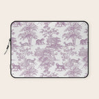Toile de Jouy Vintage French Exotic Jungle Forest Lilac Blush & White Laptop Sleeve Gallery Image 1
