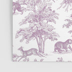Toile de Jouy Vintage French Exotic Jungle Forest Lilac Blush & White Poster Gallery Image 3
