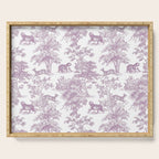 Toile de Jouy Vintage French Exotic Jungle Forest Lilac Blush & White Serving Tray Gallery Image 1