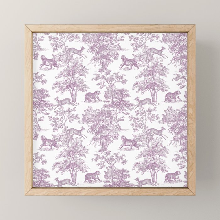 Toile de Jouy Vintage French Exotic Jungle Forest Lilac Blush & White Mini Art Print Gallery Image 1