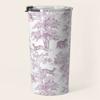 Toile de Jouy Vintage French Exotic Jungle Forest Lilac Blush & White Travel Mug Gallery Image 3