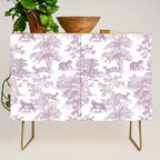 Toile de Jouy Vintage French Exotic Jungle Forest Lilac Blush & White Credenza Gallery Image 1