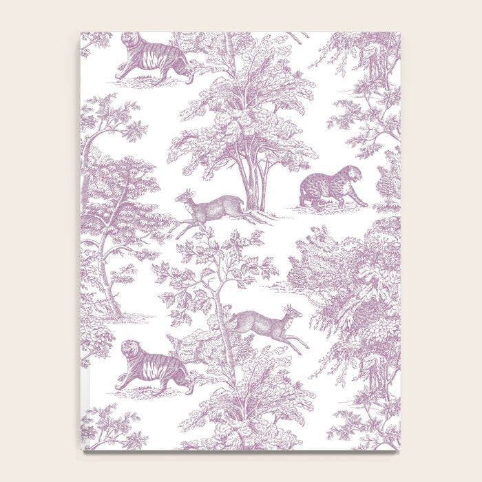 Toile de Jouy Vintage French Exotic Jungle Forest Lilac Blush & White Notebook Gallery Image 4