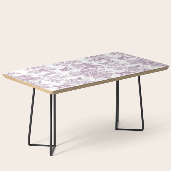 Toile de Jouy Vintage French Exotic Jungle Forest Lilac Blush & White Coffee Table Gallery Image 1