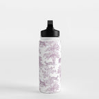 Toile de Jouy Vintage French Exotic Jungle Forest Lilac Blush & White Water Bottle Gallery Image 3
