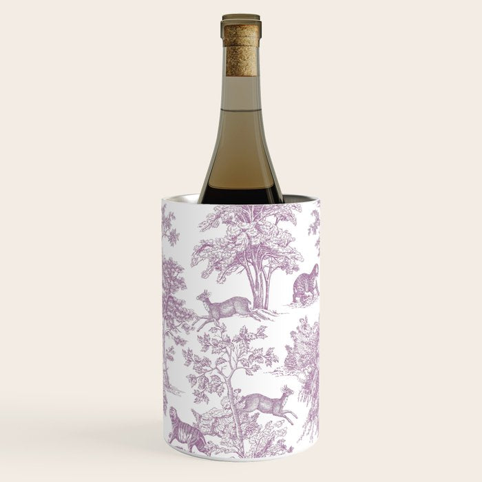 Toile de Jouy Vintage French Exotic Jungle Forest Lilac Blush & White Wine Chiller Gallery Image 2