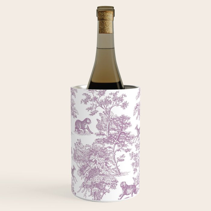 Toile de Jouy Vintage French Exotic Jungle Forest Lilac Blush & White Wine Chiller Gallery Image 1
