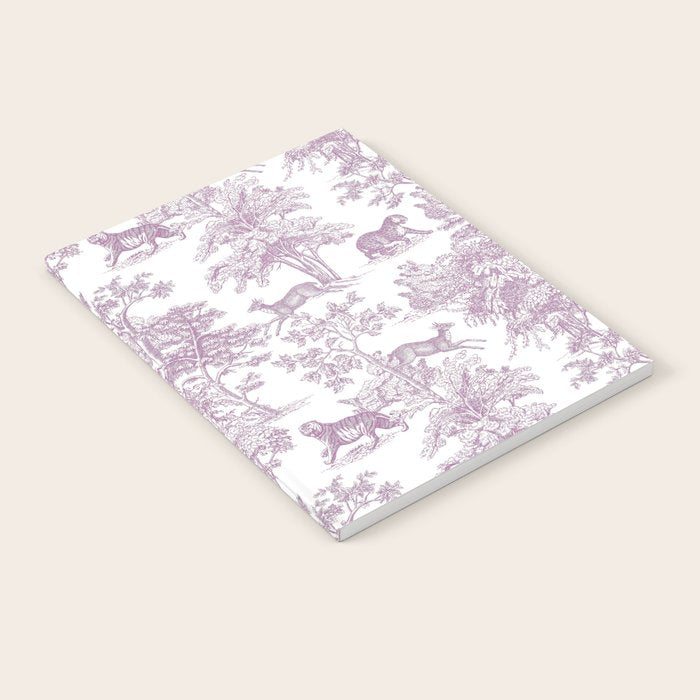 Toile de Jouy Vintage French Exotic Jungle Forest Lilac Blush & White Notebook Gallery Image 2