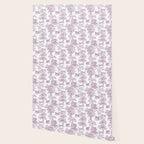 Toile de Jouy Vintage French Exotic Jungle Forest Lilac Blush & White Wallpaper Gallery Image 2