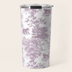 Toile de Jouy Vintage French Exotic Jungle Forest Lilac Blush & White Travel Mug Gallery Image 1