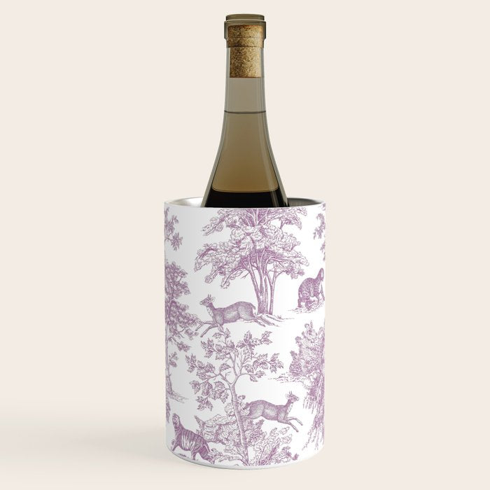 Toile de Jouy Vintage French Exotic Jungle Forest Lilac Blush & White Wine Chiller Gallery Image 3