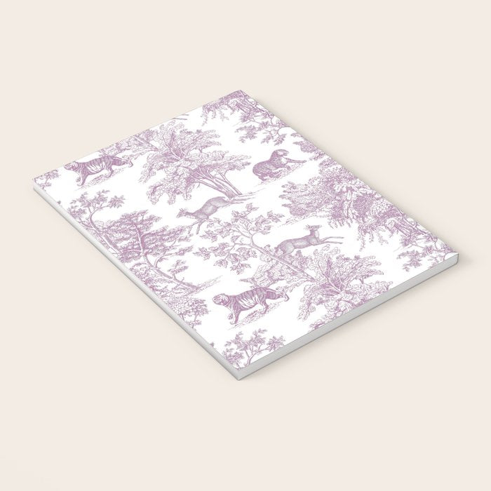 Toile de Jouy Vintage French Exotic Jungle Forest Lilac Blush & White Notebook Gallery Image 3
