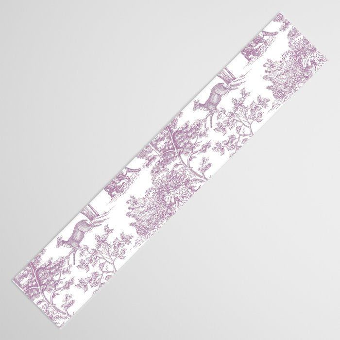 Toile de Jouy Vintage French Exotic Jungle Forest Lilac Blush & White Table Runner Gallery Image 3
