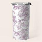 Toile de Jouy Vintage French Exotic Jungle Forest Lilac Blush & White Travel Mug Gallery Image 2