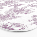Toile de Jouy Vintage French Exotic Jungle Forest Lilac Blush & White Bath Mat Gallery Image 3