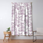 Toile de Jouy Vintage French Exotic Jungle Forest Lilac Blush & White Window Curtain Gallery Image 5