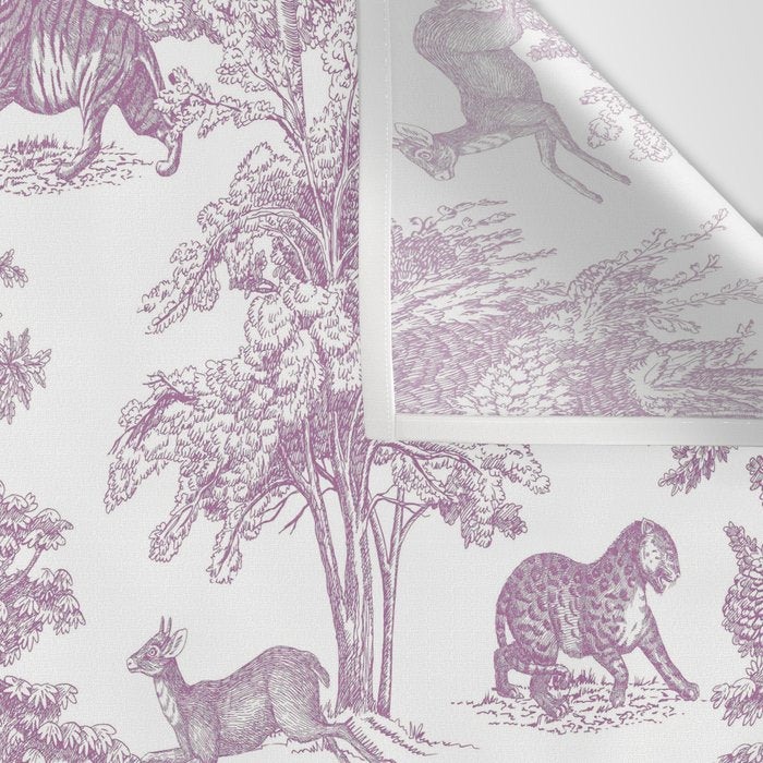 Toile de Jouy Vintage French Exotic Jungle Forest Lilac Blush & White Wall Tapestry Gallery Image 3