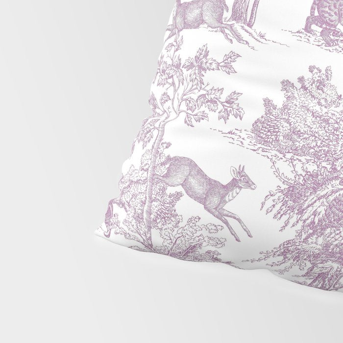 Toile de Jouy Vintage French Exotic Jungle Forest Lilac Blush & White Pillow Sham Gallery Image 4