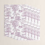 Toile de Jouy Vintage French Exotic Jungle Forest Lilac Blush & White Wrapping Paper Gallery Image 3