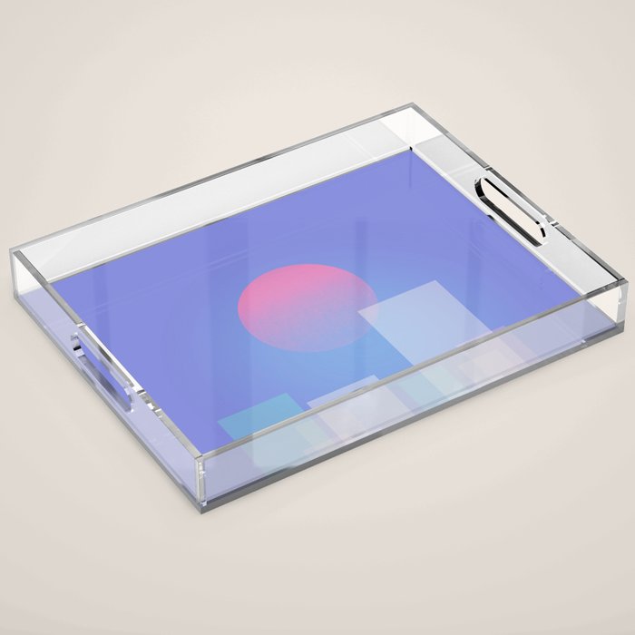 Abstract geometric pixel city 6 Acrylic Tray Gallery Image 1