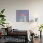 Abstract geometric pixel city 6 Wood Wall Art Gallery Image 2