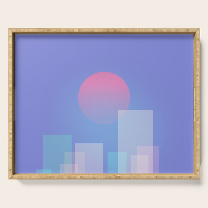 Abstract geometric pixel city 6 Serving Tray Gallery Image 1